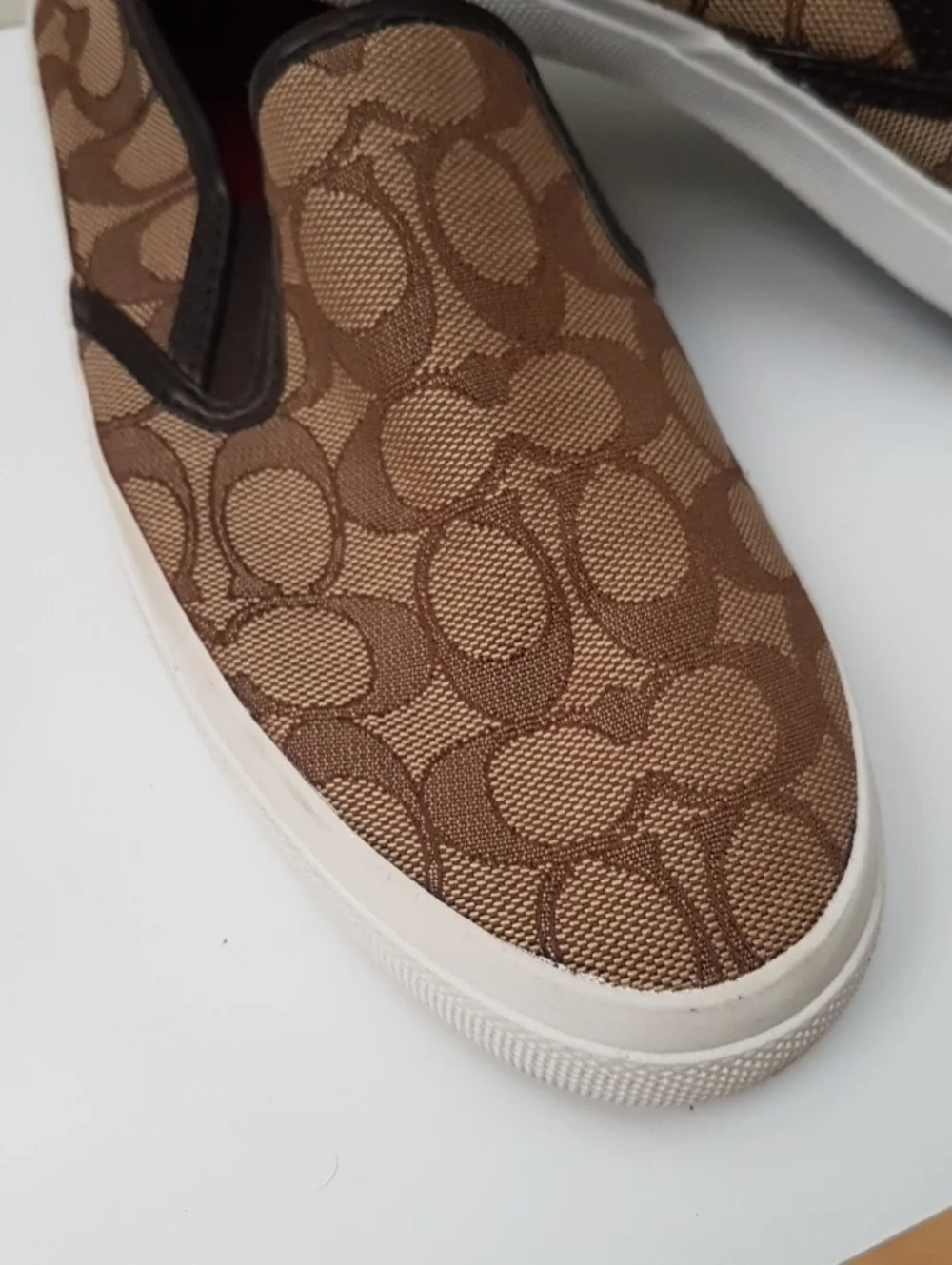 Coach Womens Brown Signature Jacquard Slip-On Sneakers - Picture 2 of 5